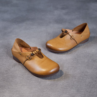 Babakud Women Spring Retro Style Round Toe Slip-On Shoes