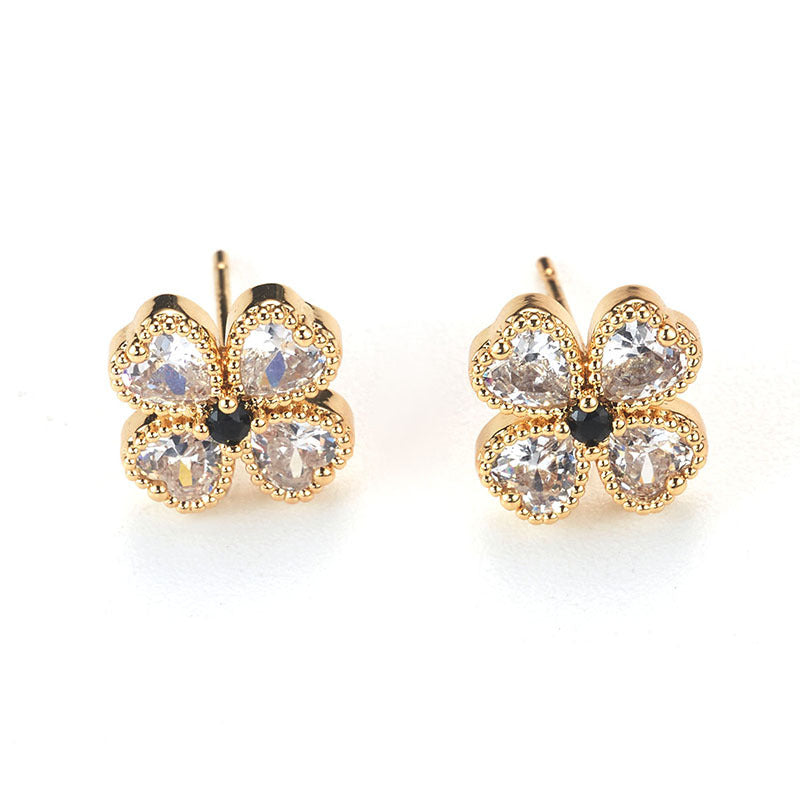 Babakud Retro Elegant Zircon Flowers Earrings