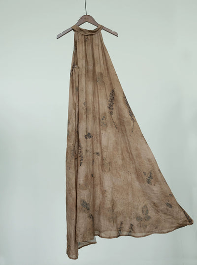 Summer Retro Ramie Distressed Sleeveless A Line Dress