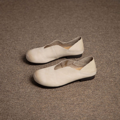 Women’s Retro Soft Leather Slip-On Flats In Genuine Cowhide For Summer