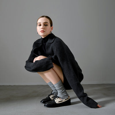 Retro Leather Closed Toe Patchwork Lace-Up Slip-On Flats