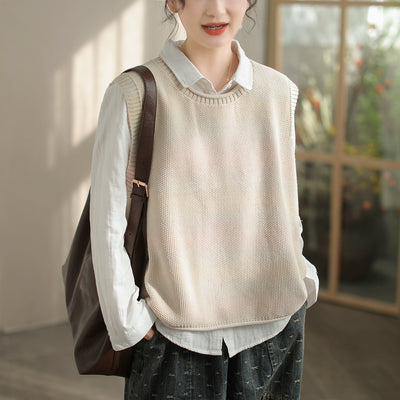 Babakud Women Spring Round Neck Sleeveless Knitted Vest