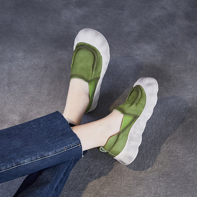 Babakud Retro Casual Leather Soft Sole Slip-Ons Flat Shoes