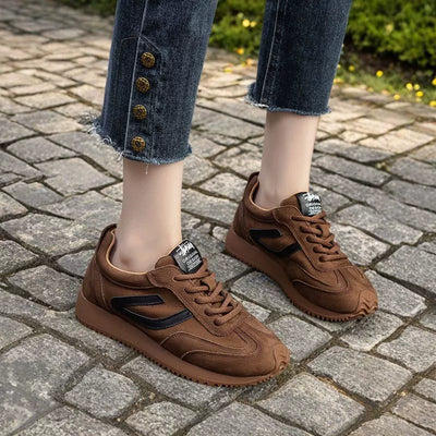Genuine Leather Casual Sports Patchwork Soft Sole Sneakers