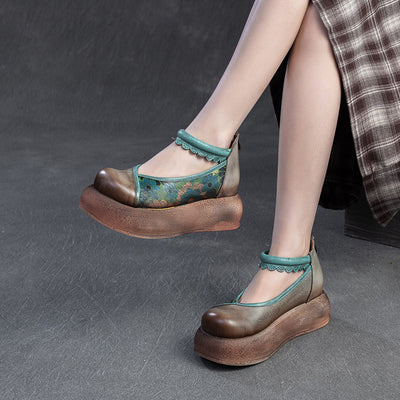 Ladies Spring Vintage Ethnic Style Printed Soft Platform Sandals