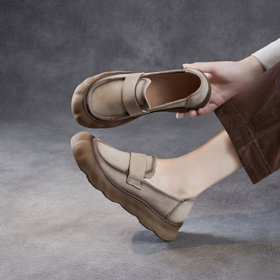 Retro Leather Casual Soft Sole Slip-On Versatile Loafer Shoes