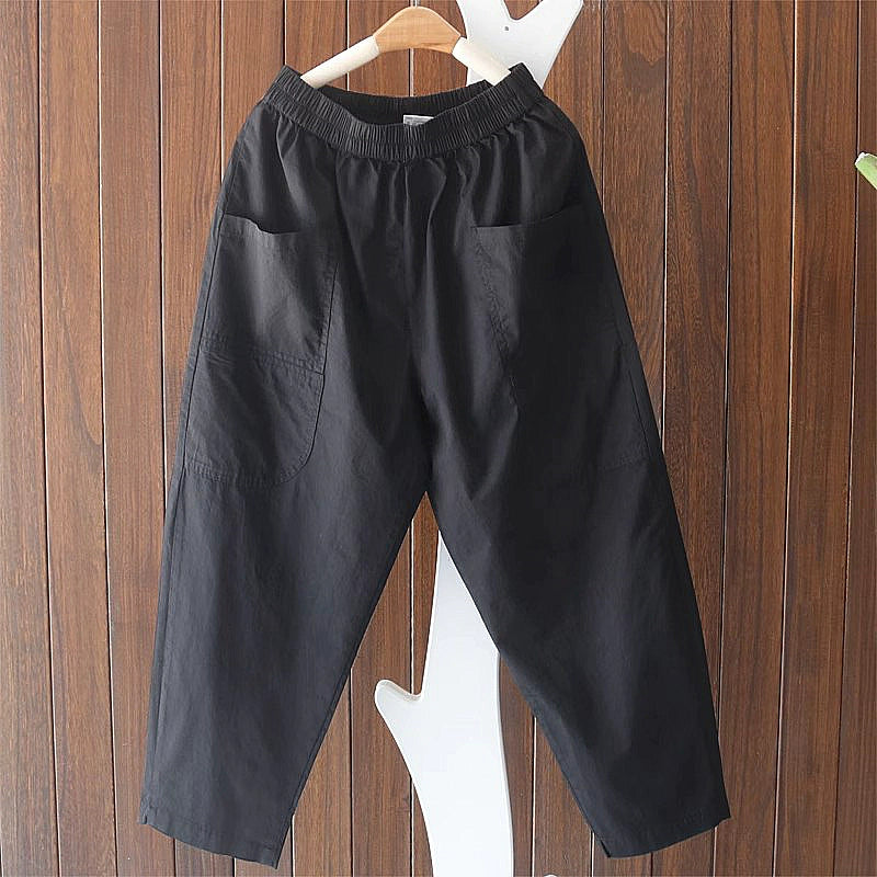 Summer Casual Cotton Versatile Solid Color Harem Pants