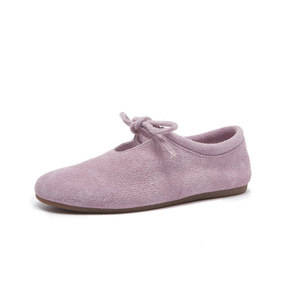 Babakud Women Genuine Leather Plus Size Lace Up Slip-Ons
