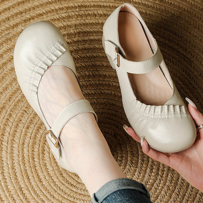 Babakud Retro Leather Soft Sole Round Closed Toe Sandals