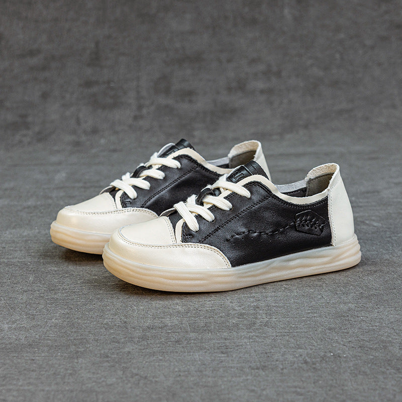 Genuine Leather Comfortable Embroidered Patchwork Flat Shoes