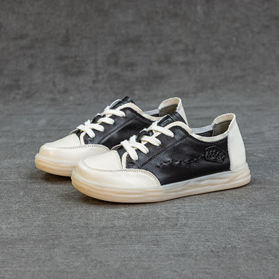 Genuine Leather Comfortable Embroidered Patchwork Flat Shoes