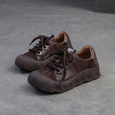 Women Retro Lightweight Lace-Up Suede Patchwork Casual Shoes