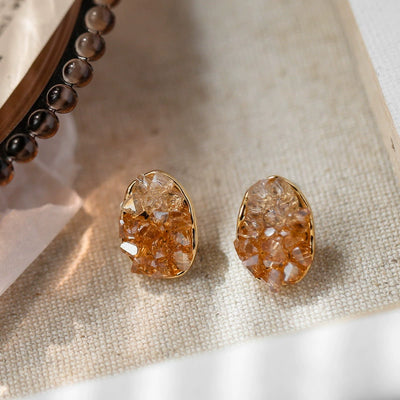 Women Elegant 925 Sliver Orange Diamond Versatile Earrings