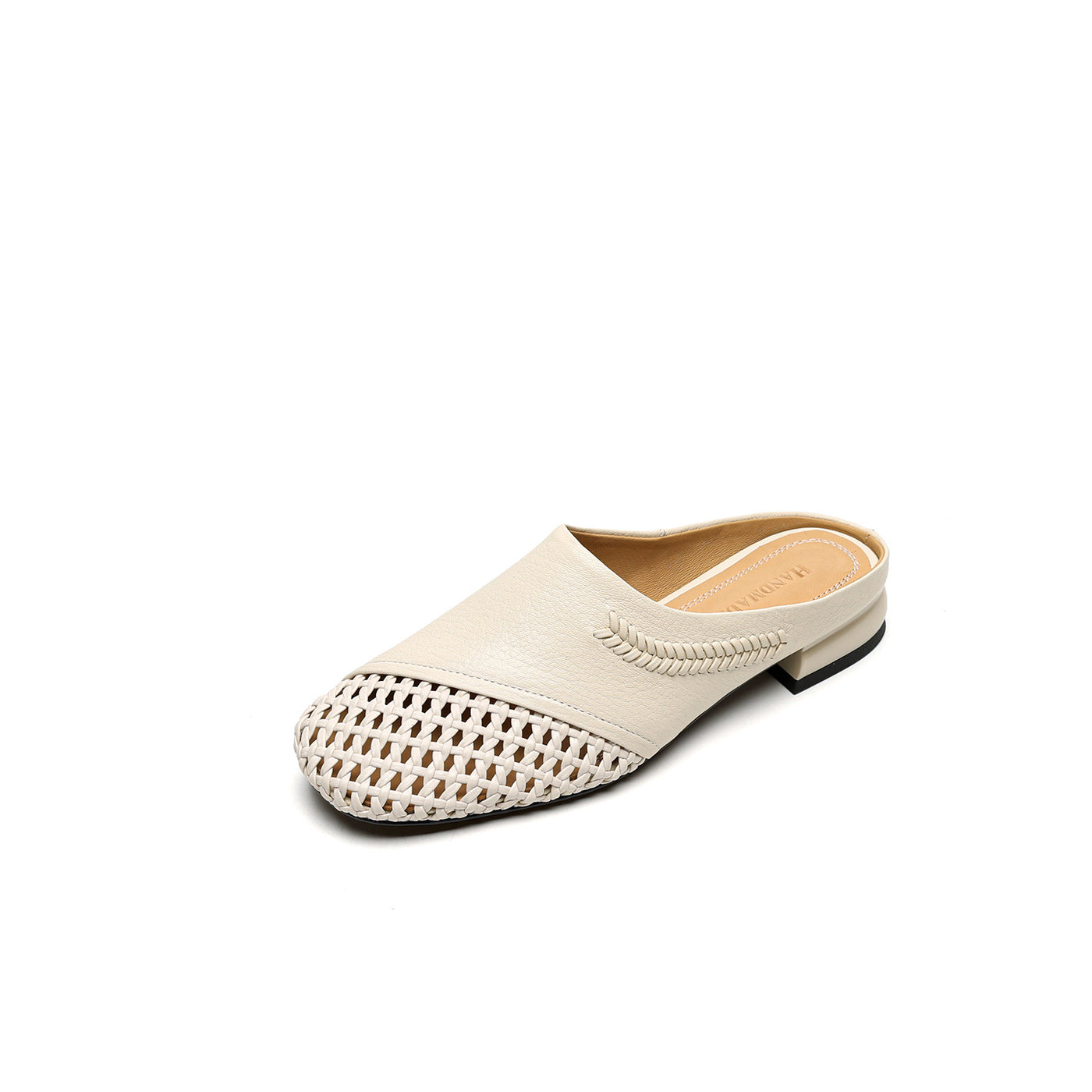 Women Casual Leather Woven Closed Toe Slip On Shoes