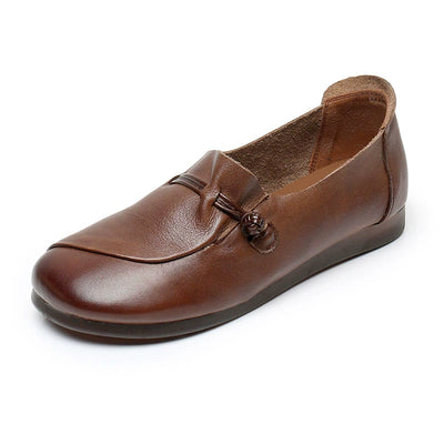 Women Vintage Comfortable Cowhide Soft Sole Daily Wear Flats