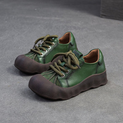 Women Retro Lightweight Lace-Up Suede Patchwork Casual Shoes