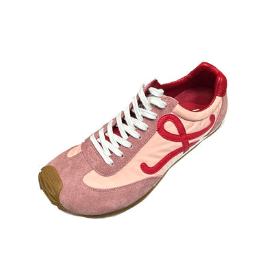 Women Sports Sheepskin Leather Patchwork Soft Sole Sneakers