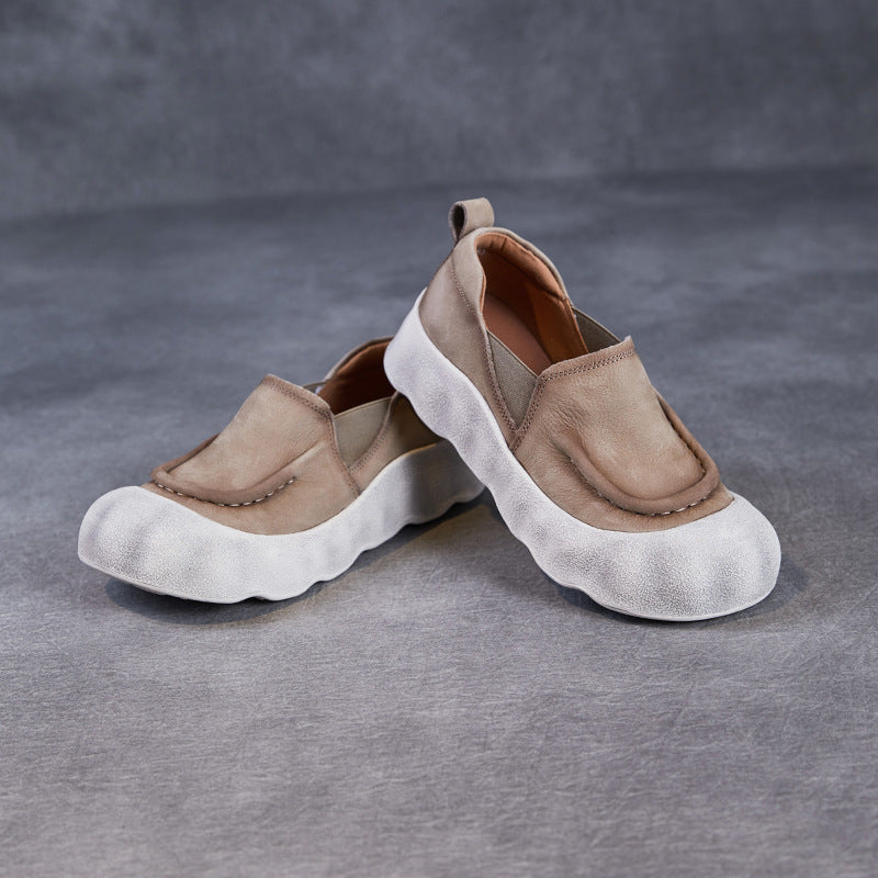 Babakud Retro Casual Leather Soft Sole Slip-Ons Flat Shoes
