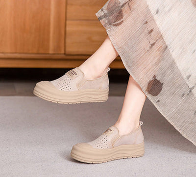 Women Casual Breathable Platform Colorblock Slip-On Shoes
