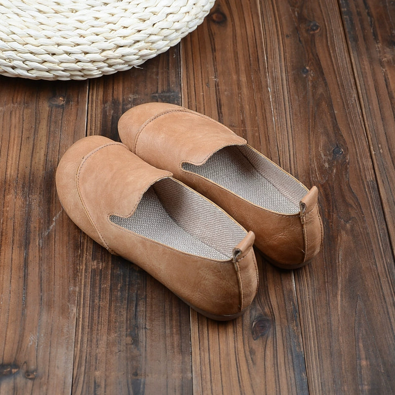 Babakud Retro Comfortable Soft Sole Round Toe Slip-Ons Flats Shoes