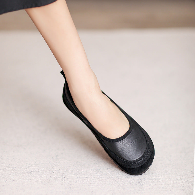Casual Comfy Retro Soft Leather Suede Slip-On Shoes for Women