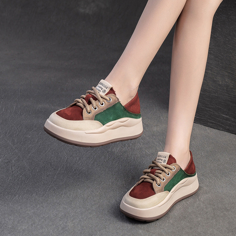 Women's Fashion Trendy Color Block Thick Soled Sneakers