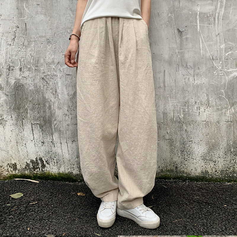 Summer Casual Cotton Loose Elastic Waist Harem Pants