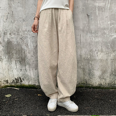 Summer Casual Cotton Loose Elastic Waist Harem Pants