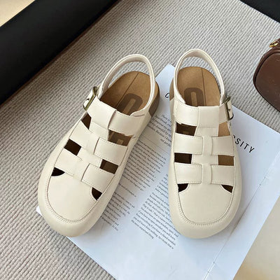 Babakud Summer Retro Sueded Casual Cut Out Soft Flat Sole Shoes