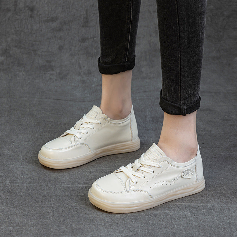 Genuine Leather Comfortable Embroidered Patchwork Flat Shoes