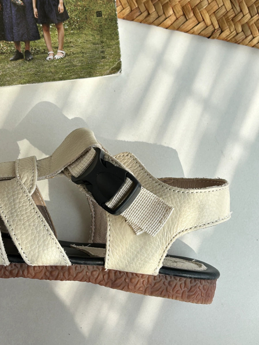 Summer Retro Leather Hollow Woven Closed Toe Shoes