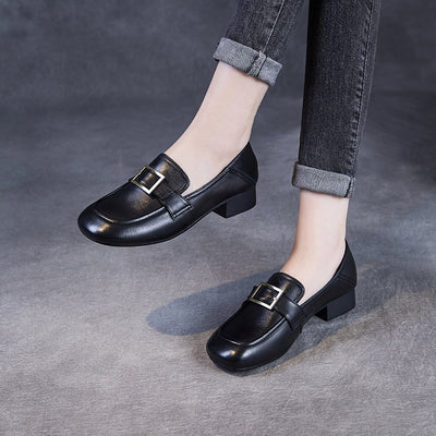 Babakud Women Spring Retro Leather Soft Sole Loafers