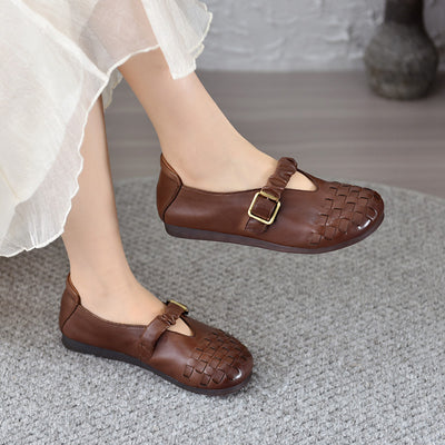 Babakud Women Spring Retro Handwoven Soft-Sole Loafers