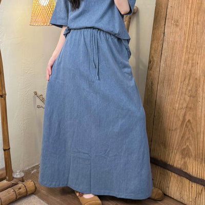 Babakud Summer Women Cotton Casual Soft Loose Skirt