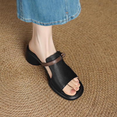 Babakud Summer Sheepskin Leather Open Toe Cut Out Sandals