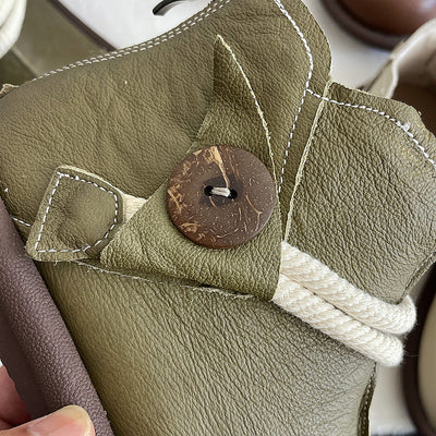 Babakud Women Round Toe Leather Warm Waterproof Short Boots