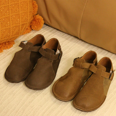 Women Casual Genuine Leather Hollow Soft Sole Closed Toe Sandals