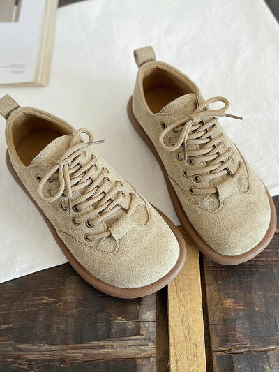 Babakud Women Retro Leisure Flat Spring Lace-Up Shoes