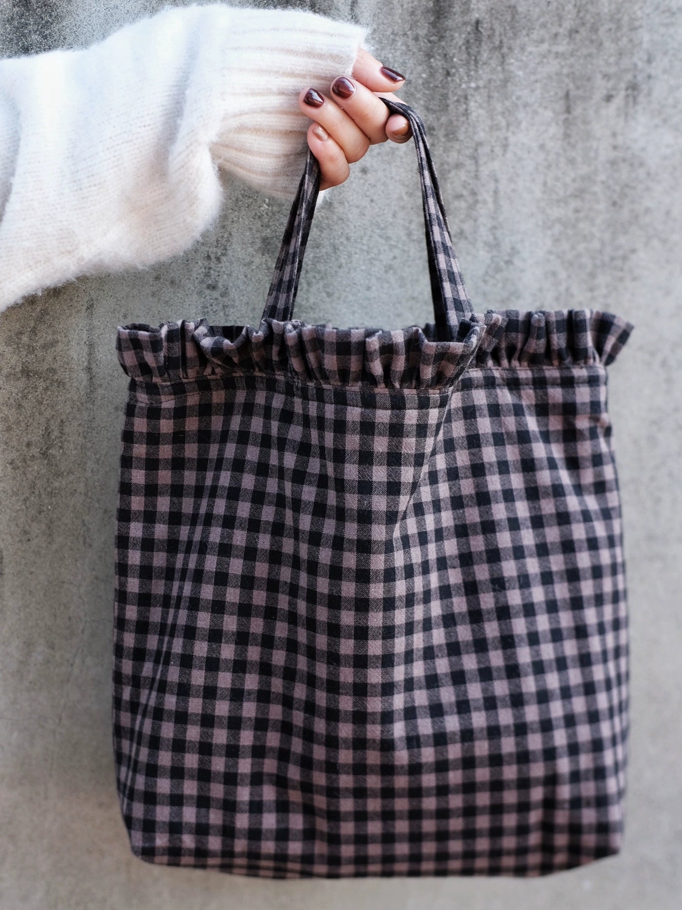 Babakud Vintage Cotton Gingham Bag Small Plaid Hand Carry Purse