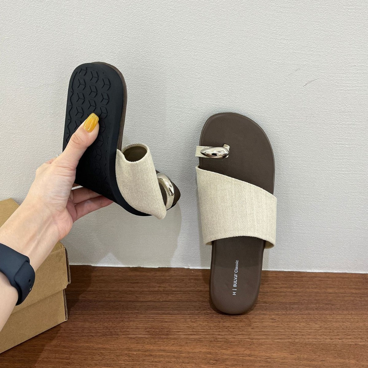 Summer Women PU Casual Versatile Flip-Flop Flat Slippers