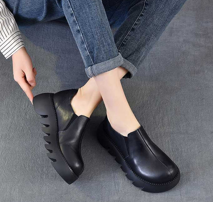 Women Spring Summer Platform Retro Leather Casual Shoes