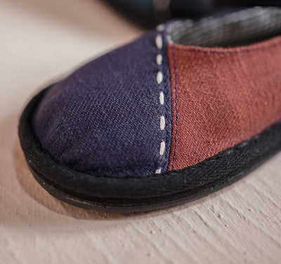Comfortable Contrast Color Flat Cloth Casual Shoes for Women