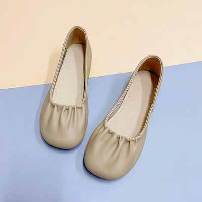 Retro Leather Casual Soft Flat Sole Plus Size Slip On Shoes