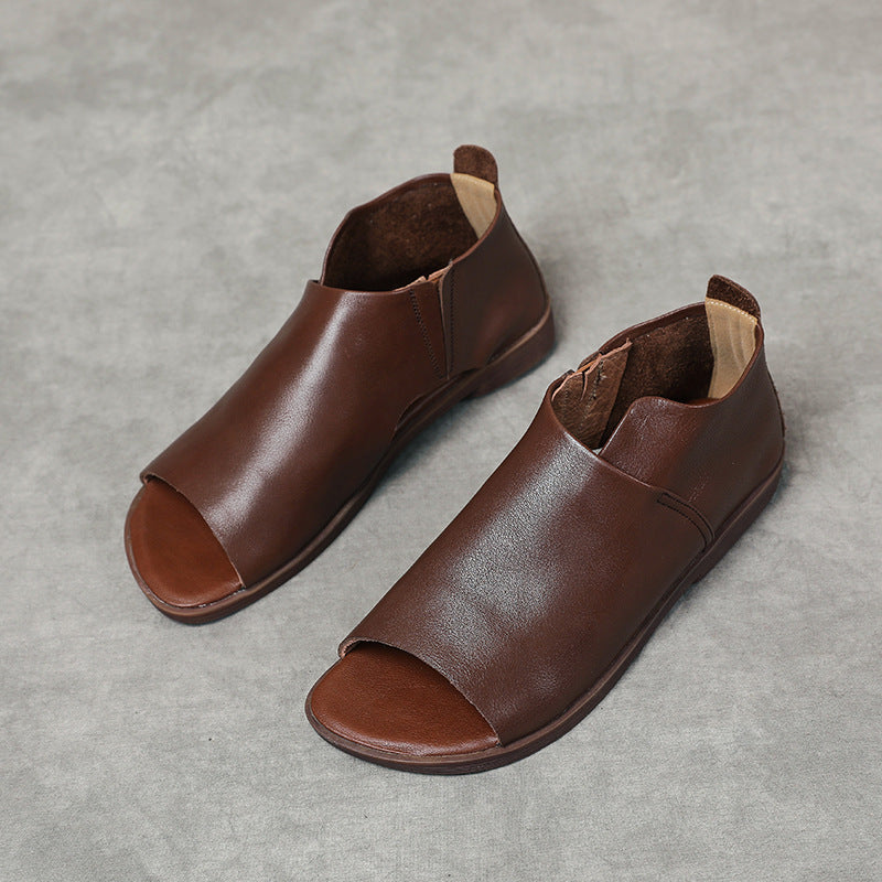 Babakud Genuine Leather Open Toe Flat Soft Sole Sandals