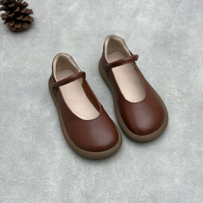 Women Retro Low Heel Soft Sole Mary Jane Leather Shoes