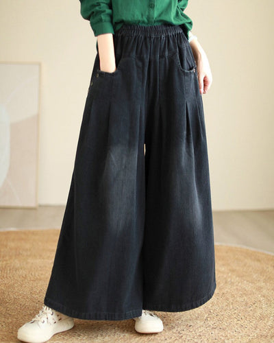 Loose Stylish Casual Buttons Wide Leg Jeans for Women