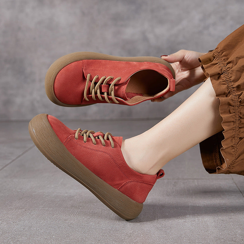 Top Genuine Leather Casual Platform Soft Sole Lace Up Shoes