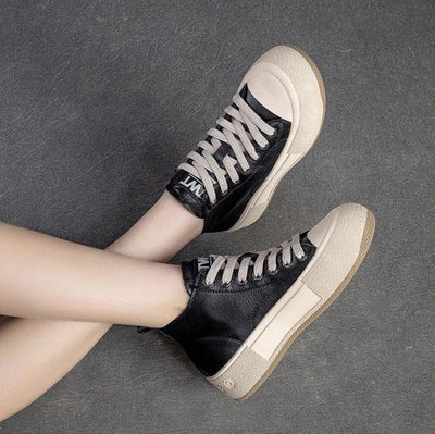 Women Casual Stylish High- Top Leather Casual Shoes