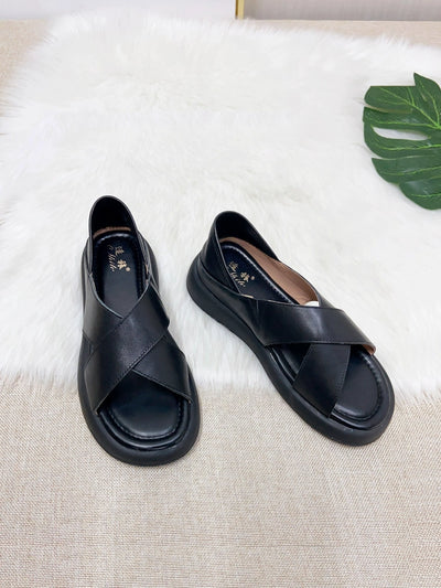 Summer Casual Leather Plus Size Open Toe Soft Sole Shoes