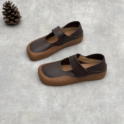 Color Block Square Toe Comfy One-Strap Walking Shoes for Women